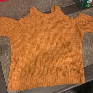 Yellow/orange sweater with open shoulders